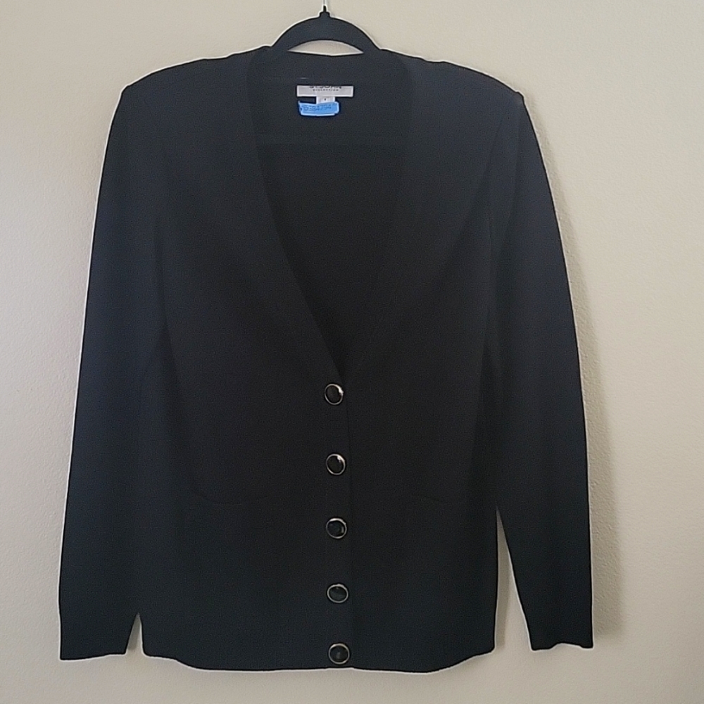 St John Knits black cardigan size small